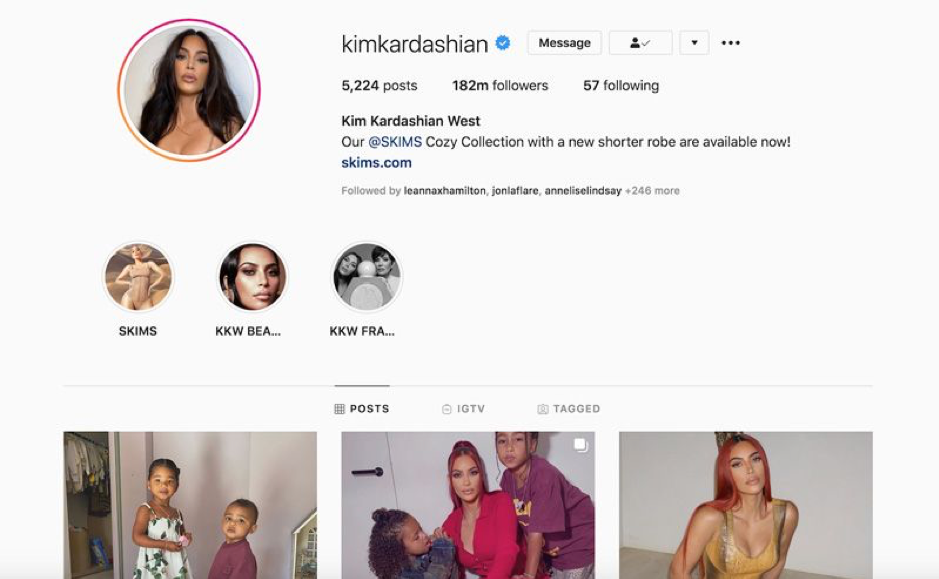 Kim Kardashian Insta Screenshot